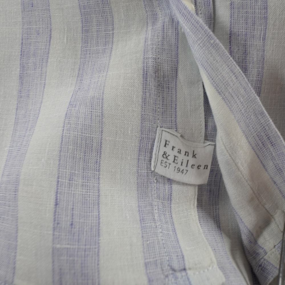 Frank & Eileen Button Down Shirt Eileen Linen XL Blue Stripe Italy Classic Coast - Picture 10 of 16